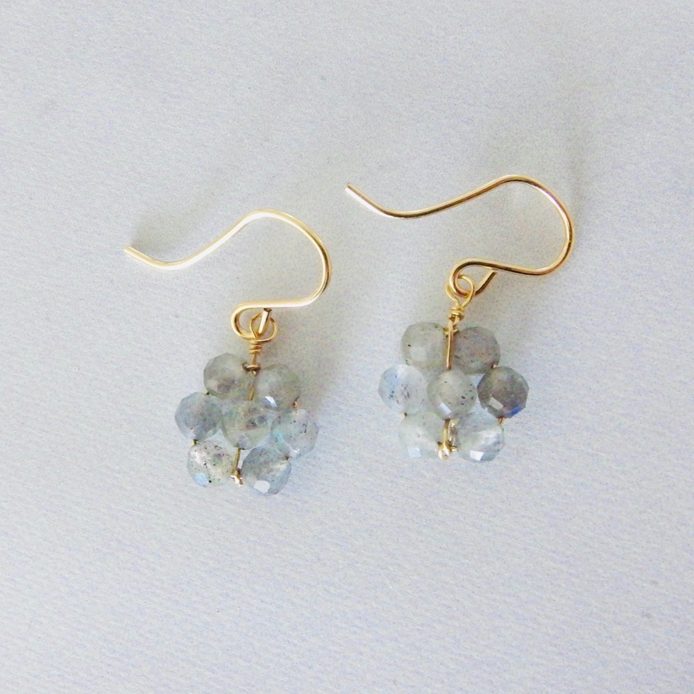 New 14k gold filled labradorite flower earrings